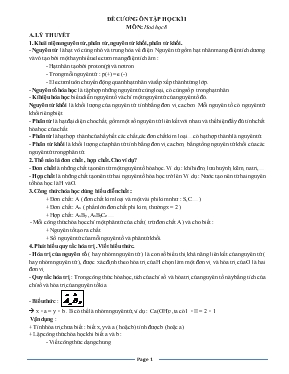 Đề cương ôn tập học kì 1 môn học Hoa hoc lớp 8